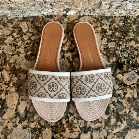 tory burch monogram espadrille slide